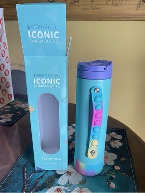 elemental Iconic Charm Bottle - Robin's Egg Blue with Purple Lid